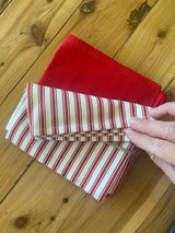 Red Ticking and Solid Napkins (Set of 4)